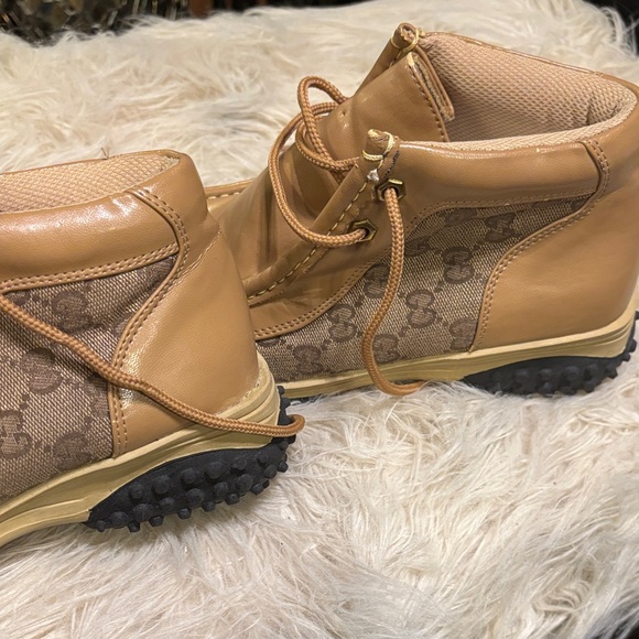 GUCCI Tan Leather and Canvas Ankle Boots - Picture 7 of 7